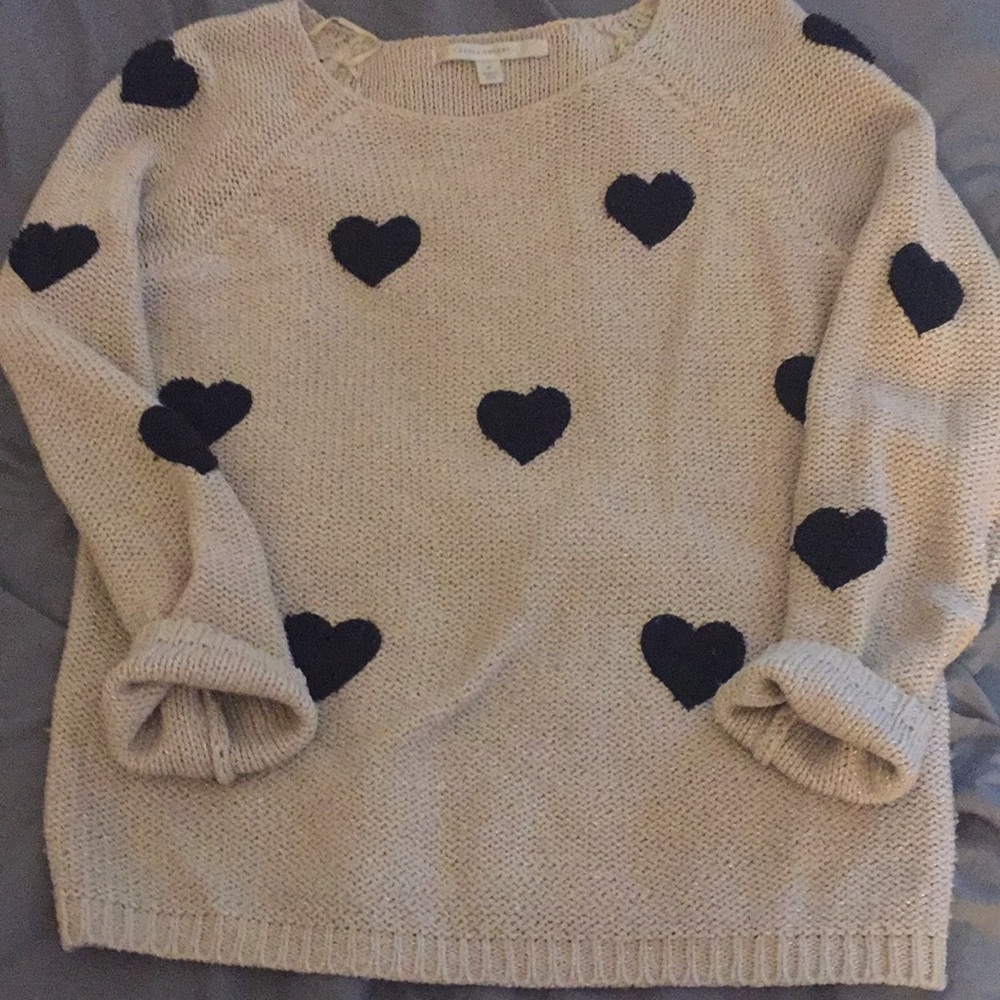 LC Lauren Conrad fuzzy heart sweater
